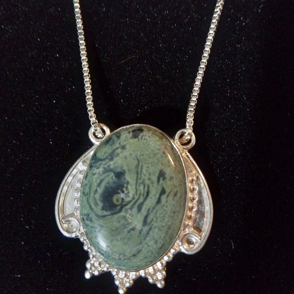 🌹 Sterling Sliver Agate Necklace,✋handmade